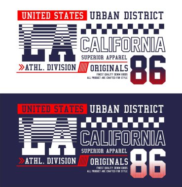 Kentsel denim Tipografi sloganı. Yarış bayrağı ile T-shirt grafik. Vektör çizimleri