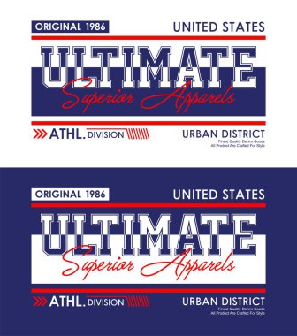 Kentsel denim tipografi sloganı, t-shirt ve giyim için. Vektör çizimleri