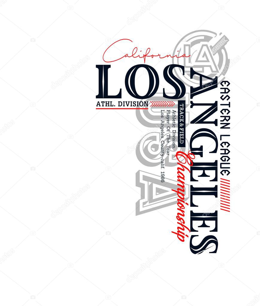 Los Angeles, athletic stylish design, t-shirt and apparel. Vector illustration