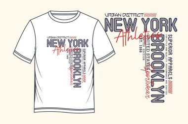 Atletik New York, t-shirt ve giyim, modern tasarım, vektör illüstrasyon