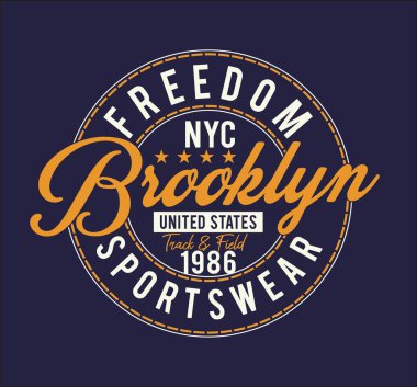Brooklyn spor, etiket, rozet, t-shirt ve giyim, modern tasarım, vektör illüstrasyon