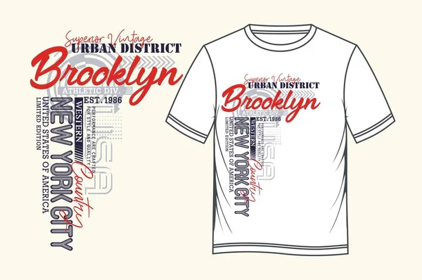 Athletic Brooklyn Shirt Odzież Nowoczesny Design Ilustracja Wektorowa — Wektor stockowy