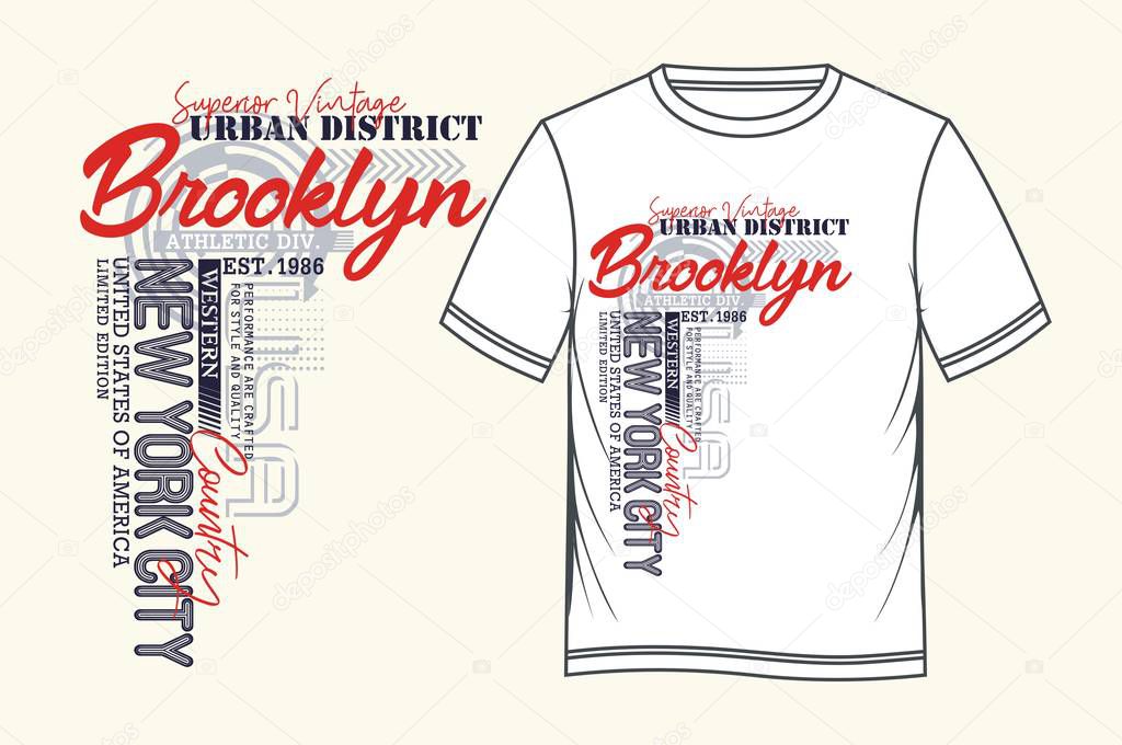 Athletic Brooklyn, t-shirt and apparel, modern design, vector illustration