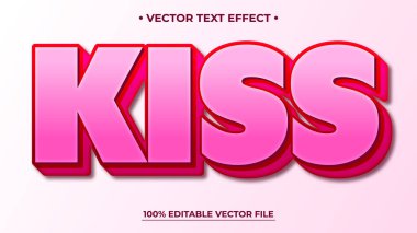 Kırmızı Taslak ve Beyaz Üzerine Gölge ile Kalın Pembe Öpücük Metin Efekti 