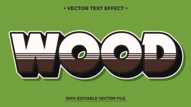 Gr üzerinde Kahverengi Çizgili ve Yaprak Ayrıntılı Tahta Metin Efekti Vektörü