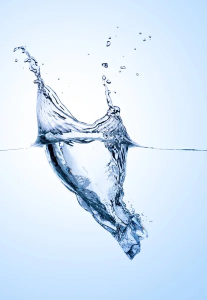 Single Ice Cube Splashing Blue White Water — Stock Photo, Image