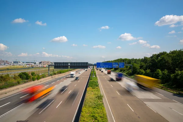 Multilane Autobahn Highway Blurred Trucks Cars Frankfurt Airport Frankfurter Kreuz Royalty Free Stock Photos