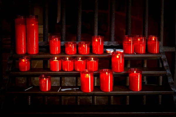 Metal Rack Candles Front Cathedral Staircase — Stock Photo, Image