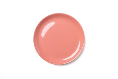 Old rose pastel beyaz arka plan üzerinde izole. plaka, yukarıdan görüntüleyin. Kırpma yolu olmadan döküm gölge eklenir