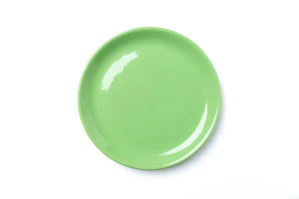 Pastel Green Plate Isolated White Background View Directly Clipping Path — Stock Photo, Image