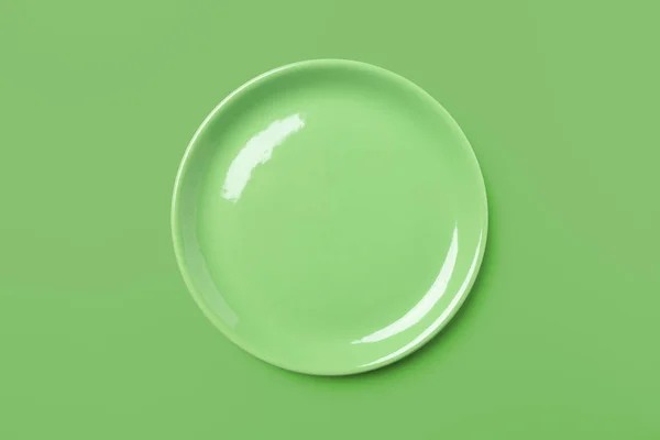 Πράσινο Παστέλ Πιάτο Στο Ίδιο Χρωματιστό Φόντο Pop Art Syle — Φωτογραφία Αρχείου