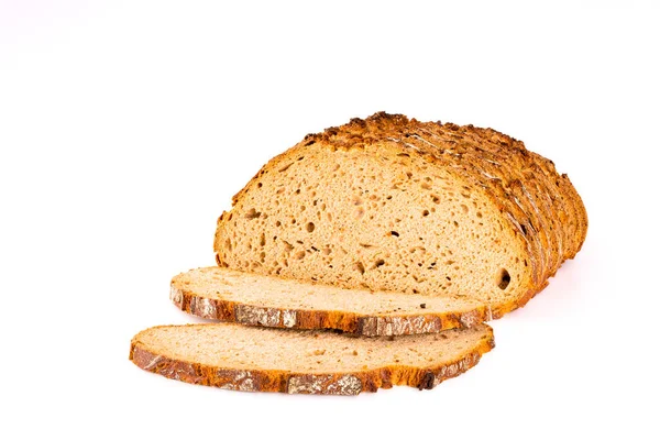 Brood Sneetjes Brood Geïsoleerd Een Witte Achtergrond Vooraanzicht Close — Stockfoto