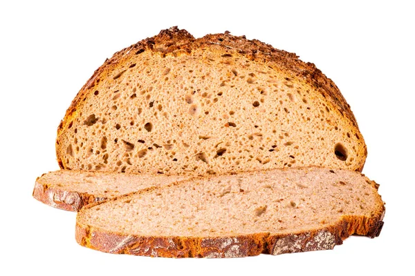 Somun ve izole beyaz arka plan, önden görünüm, closeup ekmek dilimleri.