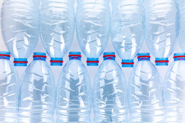 Stack Empty Plastic Water Bottles Waste White Background — 图库照片