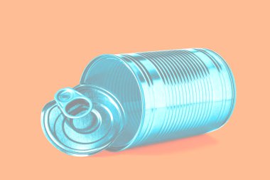 Boş eski teneke kutu kapak pastel ile yeşil ve turuncu soğuk-sıcak soluk renkli