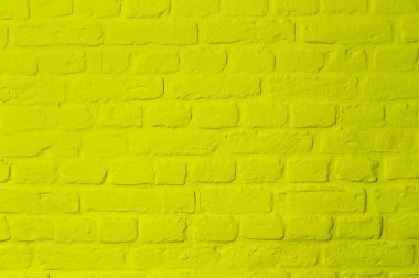 Pastel parlak limon sarı renkli taş tuğla duvar, tam kare, görüntü arka planı