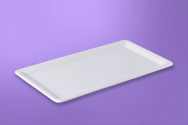 Empty white plate on gradient purple  background — Stock Photo, Image