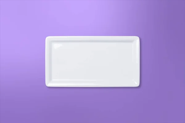 Empty white plate on violet purple gradient background — Stock Photo, Image