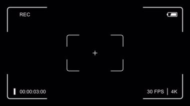 Görüntü düzenleme için alfa kanal şablonu kaydediliyor. Dijital kamera görüntü bulucu HUD arayüzü. Video kamera rec çerçeve UI hareket grafiği, yayın ve vlog için üstüste biner. 4K Video