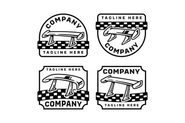 Otomotiv, yarış, garaj, atölye, araç, gümrük hizmeti, onarım, dış hizmet için yüksek, düşük, dudak ve spor tipi illüstrasyon vektör logosu belirlendi