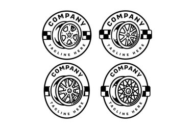 Otomotiv, yarış, garaj, atölye, araç, gümrük hizmeti, onarım ve dış servis için modüler tip illüstrasyon vektör logosu belirlendi