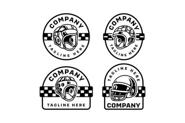 Rugby kaskı, ragbi şapkası, yastık, klasik baş gardiyan, yüz koruma tipi illüstrasyon vektör logosu rugby ya da Amerikan futbolu, kulüp, lig ve mallar için ayarlanmış.