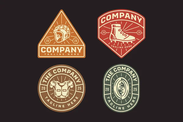 ragbi ya da amerikan futbol sporu, kulüp, lig ve mallar için hazırlanmış rugby topu retro vektör tasarım koleksiyonu.