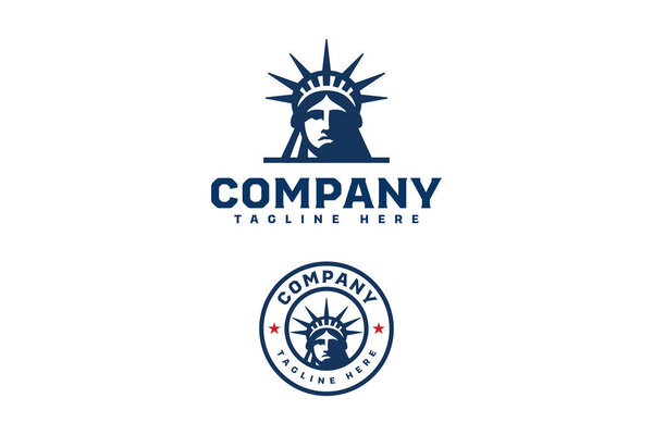 Минималистский логотип, изображающий голову Статуи Свободы в жирном монохромном стиле. Идеально подходит для патриотического брендинга, гражданских организаций, или американских кампаний идентичности.