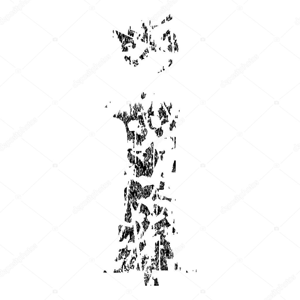 Broken grunge pixelated alphabet.Lowercase letter.