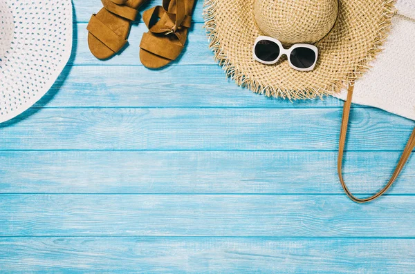 Bovenaanzicht strand en mariene planken. Achtergrond met kopie ruimte — Stockfoto