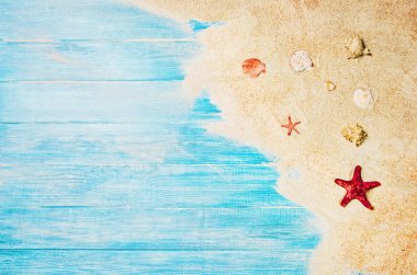 Kumsalın en üst manzarası. Kopyalama alanı olan arkaplan