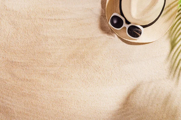Sandstrand Hintergrund Draufsicht. Sand Textur mit Kopierraum — Stockfoto