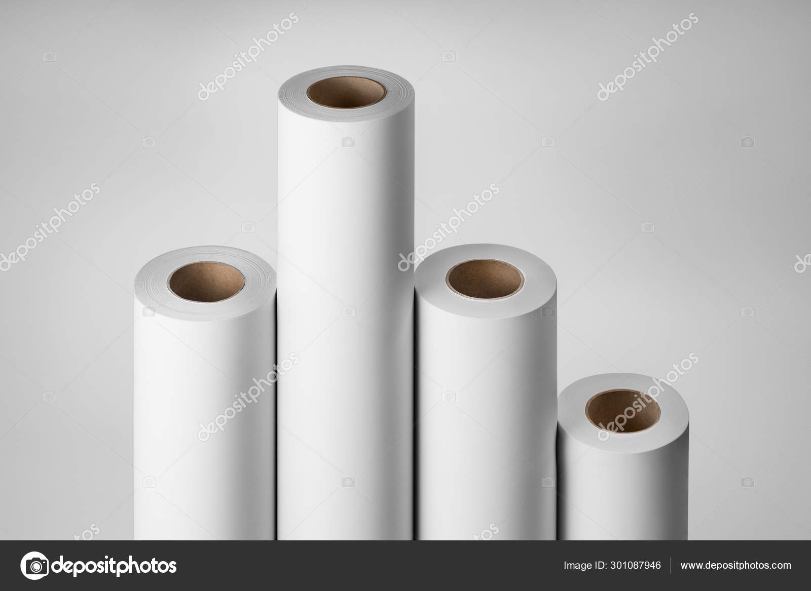 Download Blank White Paper Rolls Mockup Isolated On Gray Background Stock Photo C Wstockstudio 301087946 PSD Mockup Templates