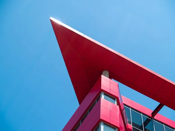 Corner Red Modern Office Building — Stock Photo, Image
