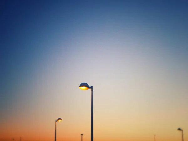 Postes Lâmpada Noite Espanha — Fotografia de Stock