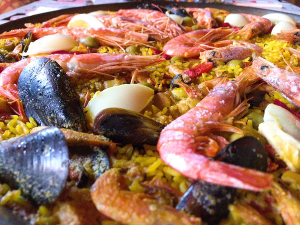 Cooking Paella Dish Close — Stock Photo, Image