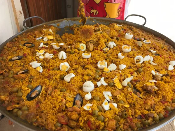 Cooking Paella Dish Close — Stock Photo, Image