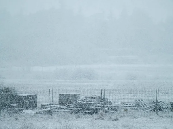 Белый Снег Падает Зимний День — стоковое фото