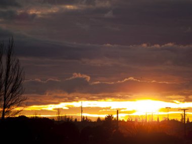 günbatımı alanında Cabeza de Diego Gomez, Salamanca, İspanya