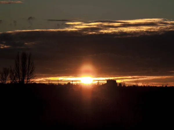 Zonsondergang Gebied Van Cabeza Diego Gomez Salamanca Spanje — Stockfoto