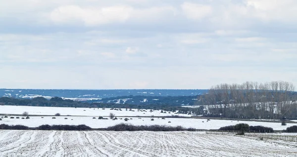 Campo Con Nieve Salamanca España — Foto de Stock