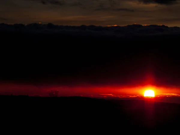 Sunset in the pasture with romantic sky