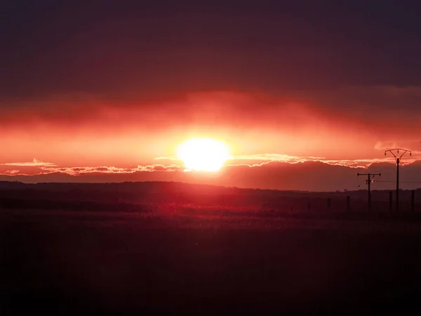 Sonnenuntergang Auf Der Alm Mit Romantischem Himmel — Stockfoto