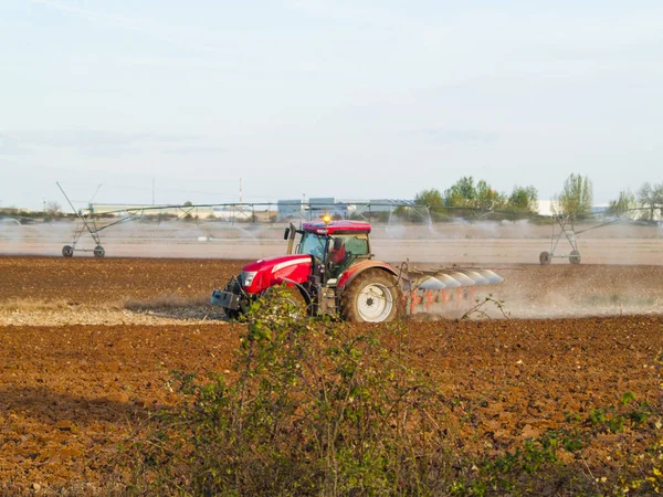Tractor Working Field Salamanca Spain — Stock Photo, Image