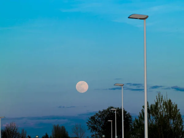 Postes Lâmpada Noite Espanha — Fotografia de Stock