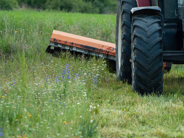 Farmer's tractor working on the field in Salamanca,Spain