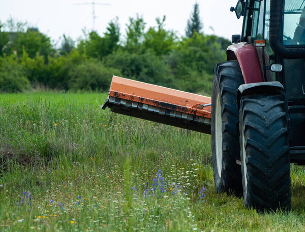 Farmer's tractor working on the field in Salamanca,Spain