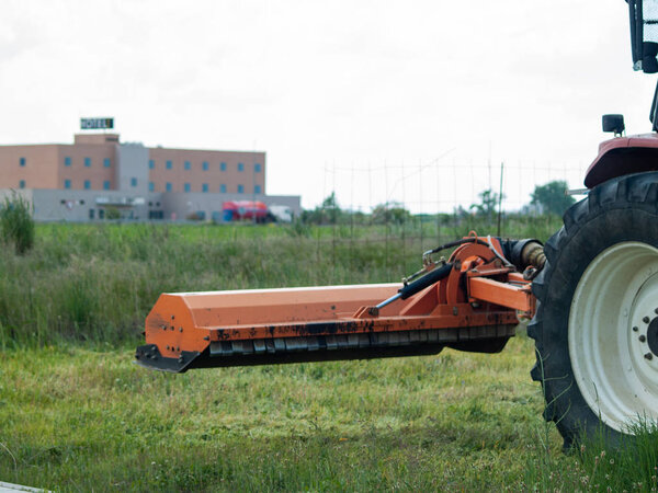 Farmer's tractor working on the field in Salamanca,Spain