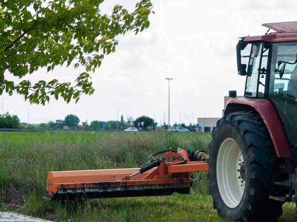 Farmer's tractor working on the field in Salamanca,Spain