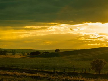 günbatımı alanında Cabeza de Diego Gomez, Salamanca, İspanya